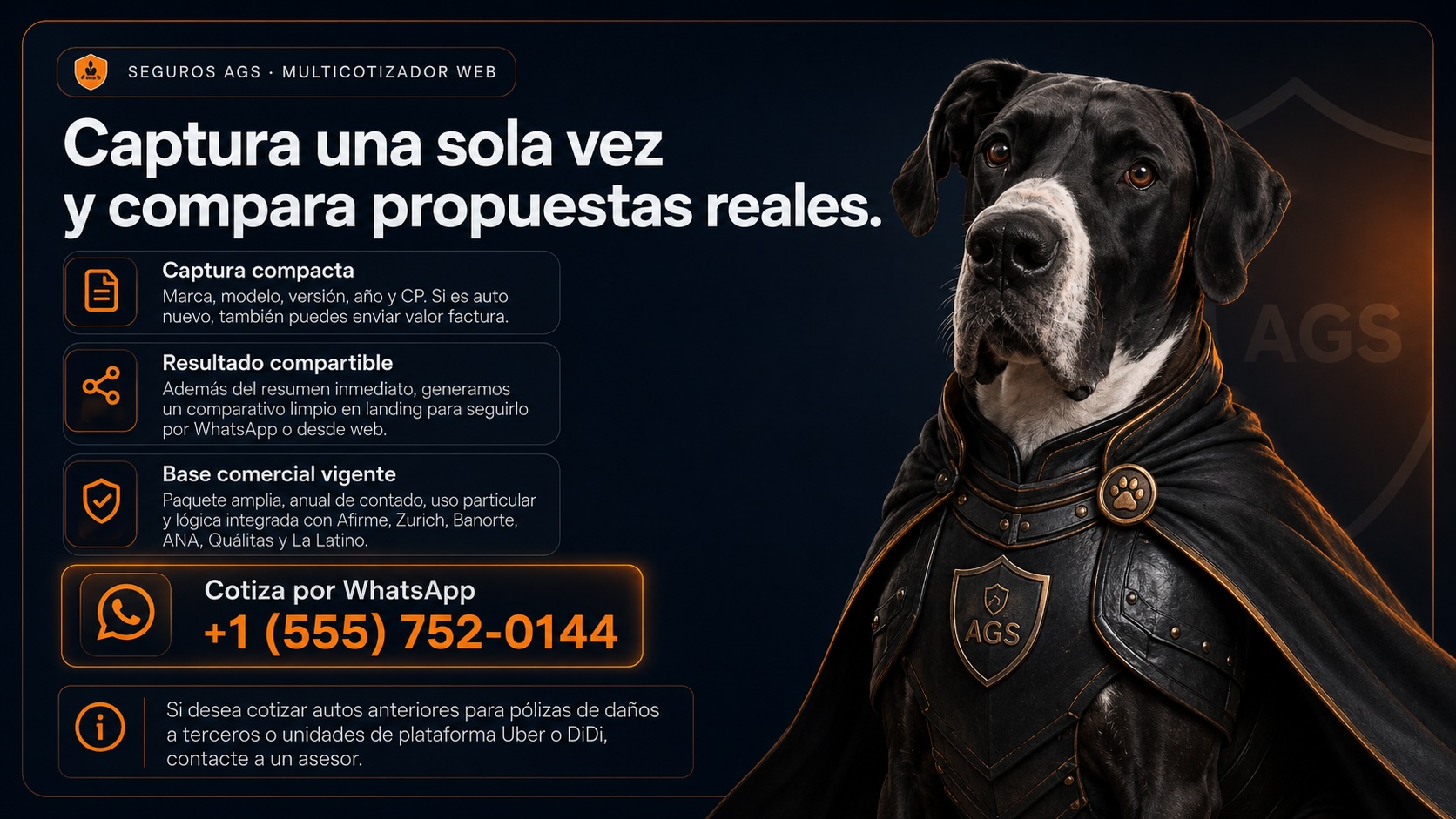 Seguros AGS Multicotizador Web: captura una sola vez y compara propuestas reales.